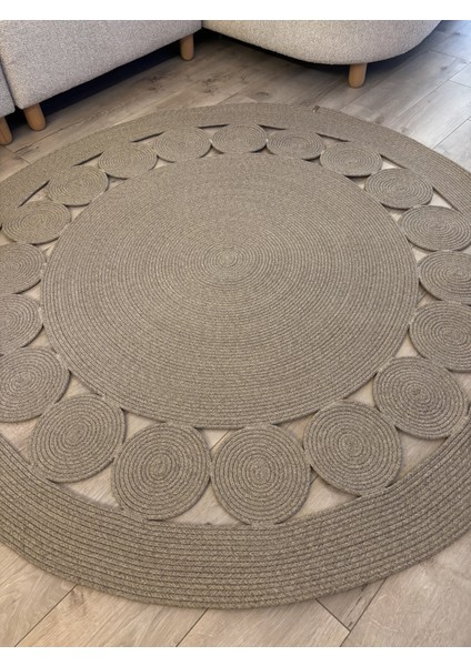 Cookie Yuvarlak Jüt Hasırlı El Örgüsü Kilim Halı indirimleri