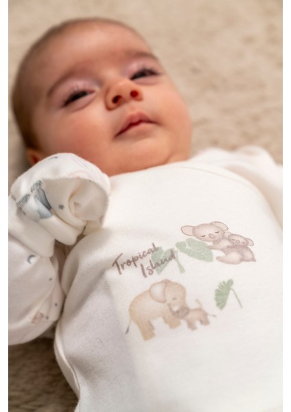 %100 Organik Pamuk Tropical Koala 5 Parça Hastane Çıkış Seti fiyatları