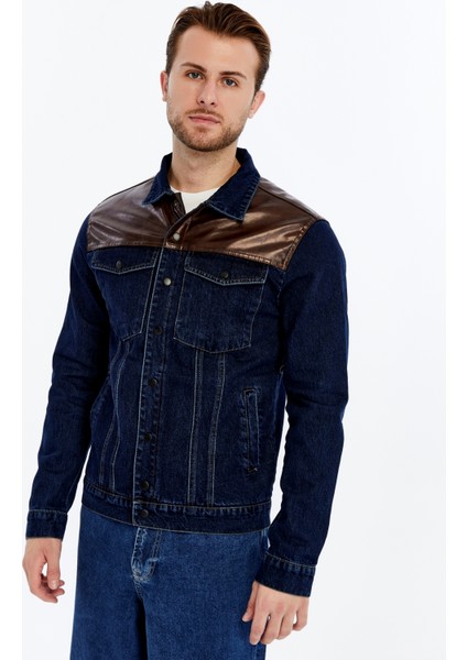 Erkek Deri Birleşenli Kot Ceket Niş Tasarım Günlük Kullanım fiyatları