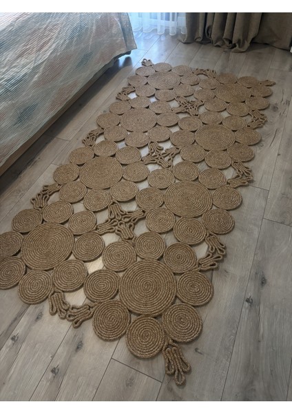 Camélia Natural Halat Hasır Kilim – Spiral Desenli Bohem Antre Salon Mutfak Yatak Odası fiyatları