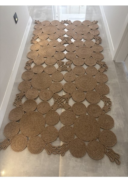 Camélia Natural Halat Hasır Kilim – Spiral Desenli Bohem Antre Salon Mutfak Yatak Odası fırsatları