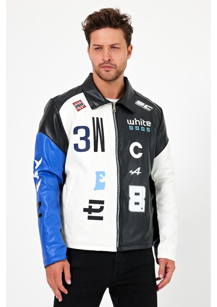 Erkek Oversize Baskılı Motorcu Montu Fermuarlı Yarışçı Ceketi Astarlı Garnili Kolej Bomber Mont modelleri