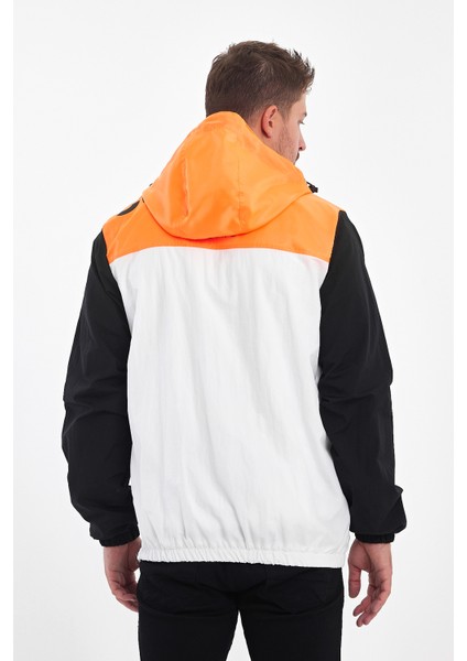 Erkek Baskılı Iki Renk Fermuarlı Motorcu Yağmurluk Su Geçirmez Yarışçı Ceket Baskılı Kolej Mont