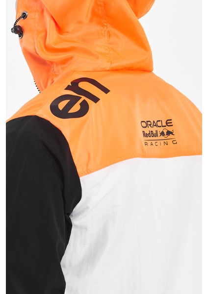 Erkek Baskılı Iki Renk Fermuarlı Motorcu Yağmurluk Su Geçirmez Yarışçı Ceket Baskılı Kolej Mont