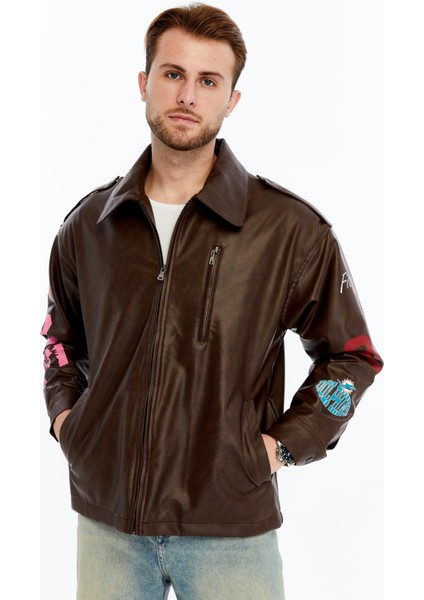 Erkek Oversize Deri Mont Günlük Baskılı Ceket Niş Kompakt Tasarım fiyatları