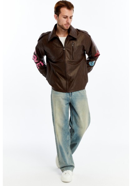 Erkek Oversize Deri Mont Günlük Baskılı Ceket Niş Kompakt Tasarım fırsatları