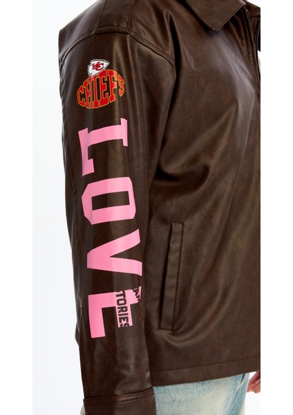 Erkek Oversize Deri Mont Günlük Baskılı Ceket Niş Kompakt Tasarım