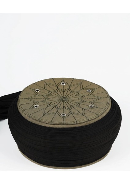 Talebe Sarığı-Siyah Kumaş-Yeşil Takke-Yuvarlak Sarım-Kuş Gözü-5 Metre (Züabeli)