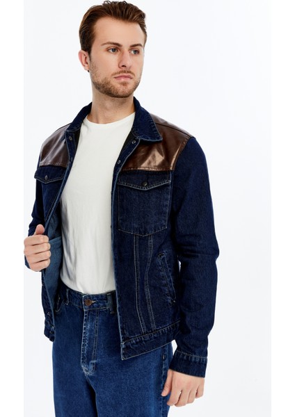 Erkek Deri Birleşenli Kot Ceket Niş Tasarım Günlük Kullanım indirimleri