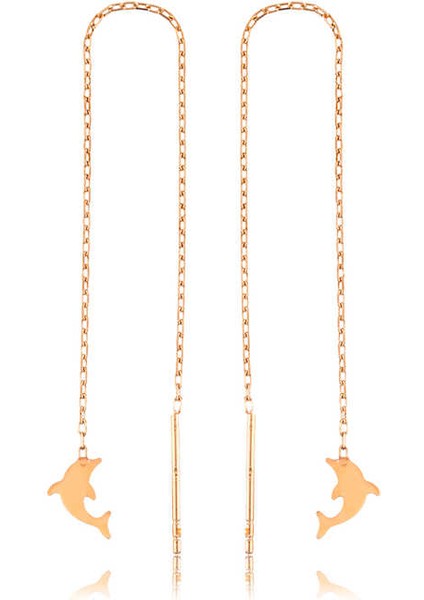 925 Ayar Gümüş Zincirli Yunus Balığı Küpe EA1160054 (802802) fiyatları