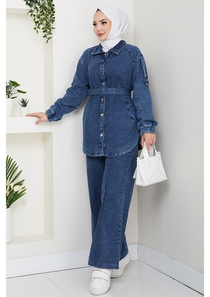 Ceket Pantolon Kot Ikili Takım 1637 - Mavi