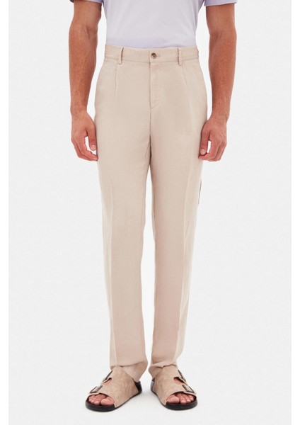 Ds Damat Regular Fit Bej Düz Kumaş Pantolon