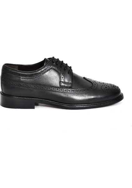 Hakiki Deri Siyah Oxford Erkek Ayakkabı - Kösele Taban