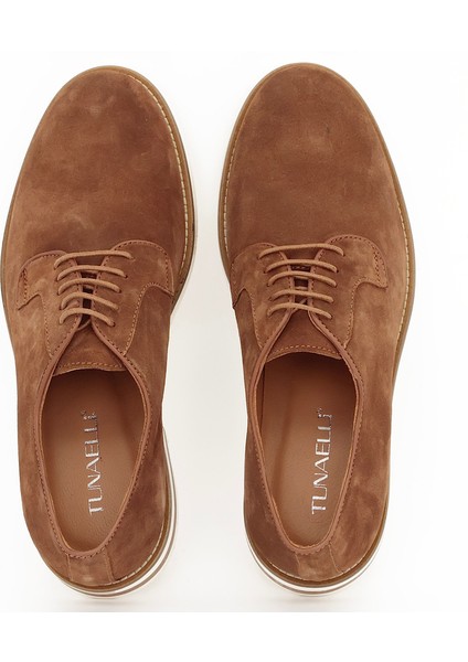 Hakiki Süet Deri Kahverengi Oxford Erkek Ayakkabı Eva Taban - 3766