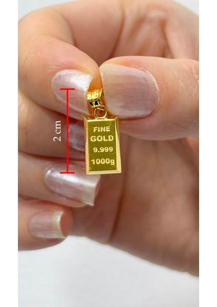 14 Ayar Altın Mini Külçe Kolye Ucu