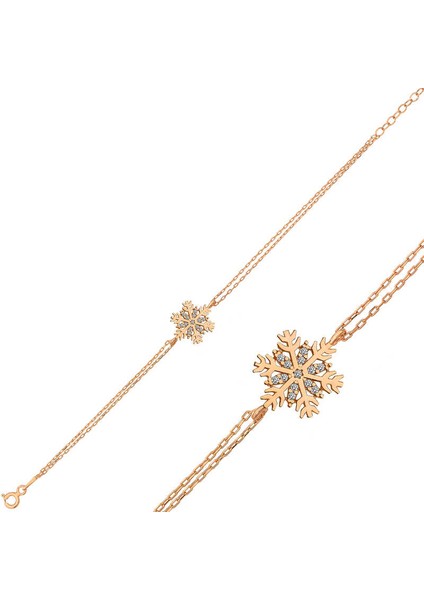 925 Ayar Gümüş Rose Kar Tanesi Bileklik T4972 (802802)