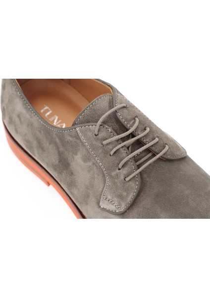 Hakiki Süet Deri Gri Oxford Erkek Ayakkabı Eva Taban - 3766
