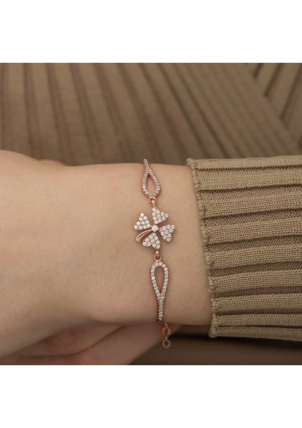 925 Ayar Gümüş Rose Yonca Bileklik T5244 (802802) fırsatları