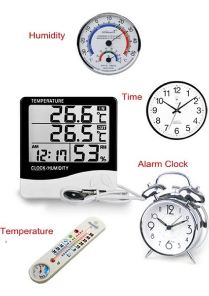 Dijital Termometre Problu Oda Termometresi Sıcaklık ve Nem Ölçer Iç Mekan Termometresi fırsatları