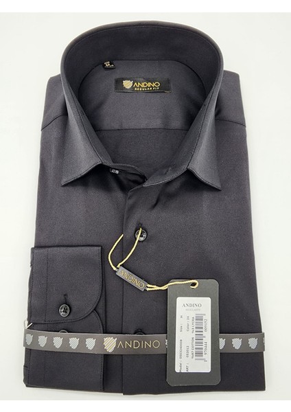 Regular Siyah Düz Erkek Gömlek Likralı Esnek Kumaş AR052012-24 fiyatları