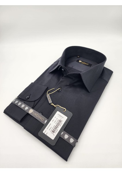 Regular Siyah Düz Erkek Gömlek Likralı Esnek Kumaş AR052012-24 fırsatları