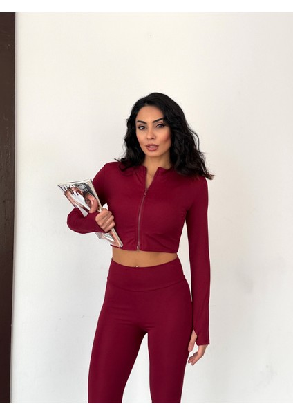 Slim Fit Yüksek Bel Toparlayıcı Crop Kadın 2’li Tayt Takım
