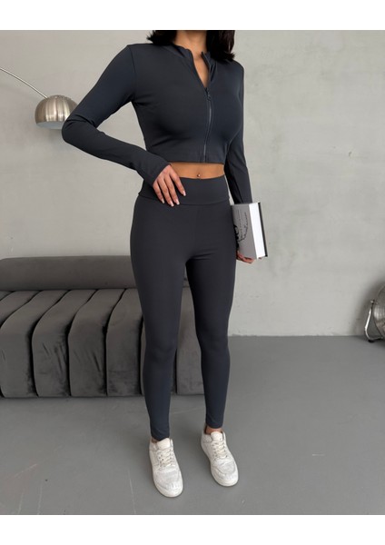 Slim Fit Yüksek Bel Toparlayıcı Crop Kadın 2’li Tayt Takım fırsatları