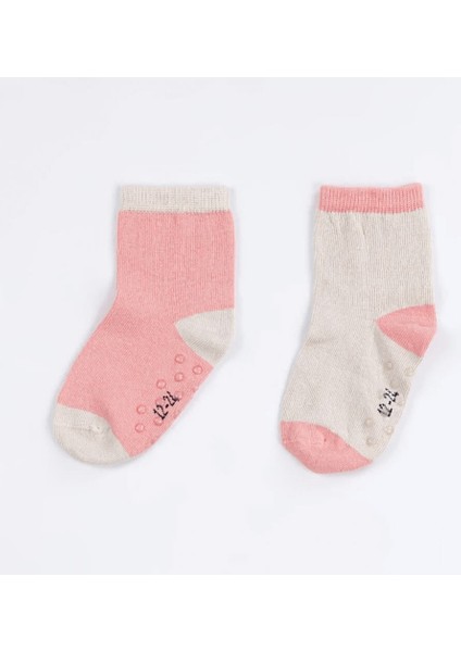 Organik Blush Ekru 2'li Çorap | Yumuşak ve Nefes Alan Bebek Çorabı