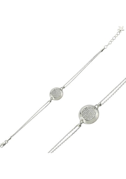 925 Ayar Gümüş Beyaz Taşlı Yuvarlak Bileklik BR0460313 (802802)