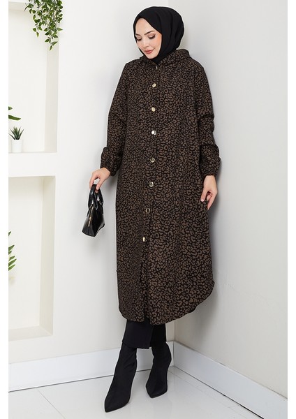 Dilra Kapüşonlu Kaşe Kap 1632 - Kahve