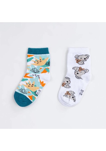 Organik Autumn Koala 2'li Çorap | Yumuşak ve Nefes Alan Bebek Çorabı
