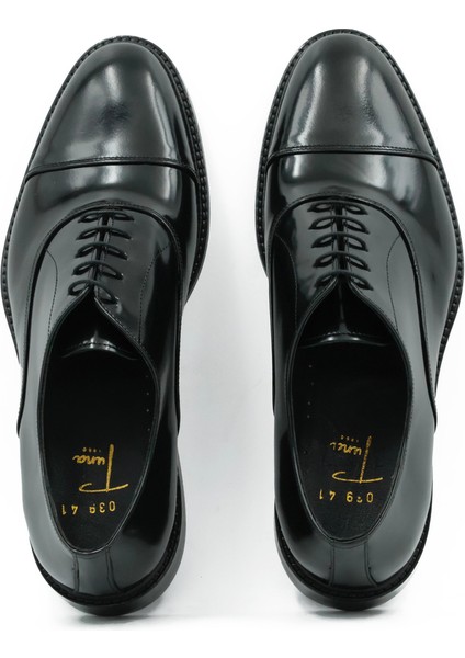Hakiki Deri Kösele Siyah Oxford Erkek Ayakkabı Bağcıklı - K039 indirimleri