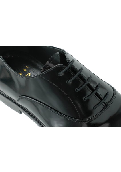 Hakiki Deri Kösele Siyah Oxford Erkek Ayakkabı Bağcıklı - K039