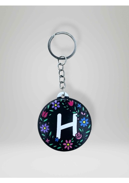 H Harf Kişiye Özel Harfli Çiçek Desenli Plastik Anahtarlık Şişe Açacağı Hem Şık Hem Kullanışlı Hediye Seçeneği