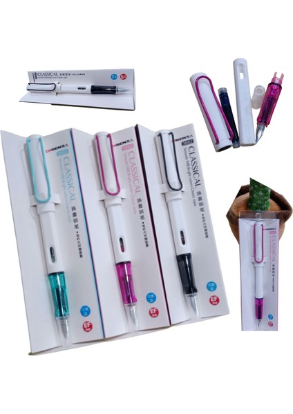 Chren 3882 Dolma Kalem, Ef Uç, Şık Beyaz Gövde, 3 Renk Seçeneği modelleri