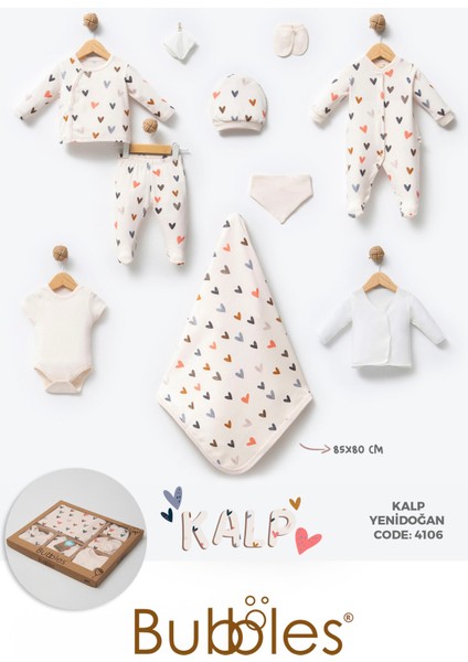 %100 0rganik Pamuk Kalp Baskılı Kutulu 10 Parça Unisex Bebek Hastane Çıkış Seti fiyatları