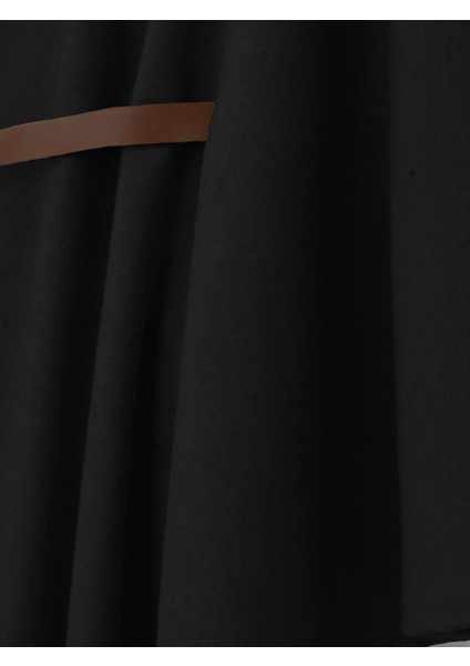 Omuzu Düğmeli Beli Kemerli Kaşe Panço fiyatları