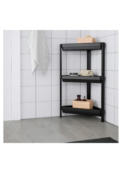 Üçgen - Siyah Pratik Raf Ünitesi Plastik (5148)