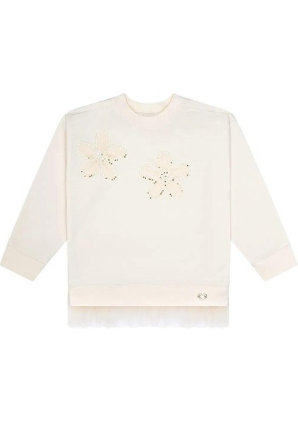 Kız Çocuk Çiçek Nakışlı Tüllü Sweatshirt MNT25K211 fiyatları