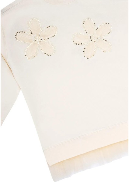 Kız Çocuk Çiçek Nakışlı Tüllü Sweatshirt MNT25K211 fırsatları