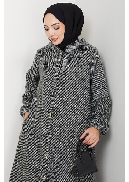 Çizgi Detay Kapüşonlu Kaşe Kap 1634 - Haki fiyatları