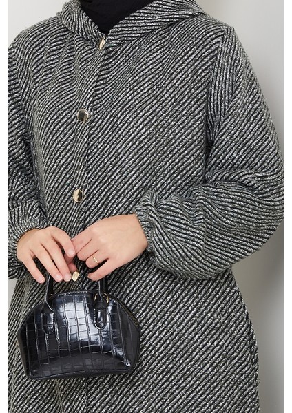 Çizgi Detay Kapüşonlu Kaşe Kap 1634 - Haki indirimleri