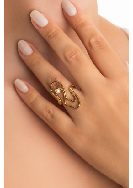 Mirabella 18 Ayar Sarı Altın Kaplama Gümüş Inci Yüzük fiyatları