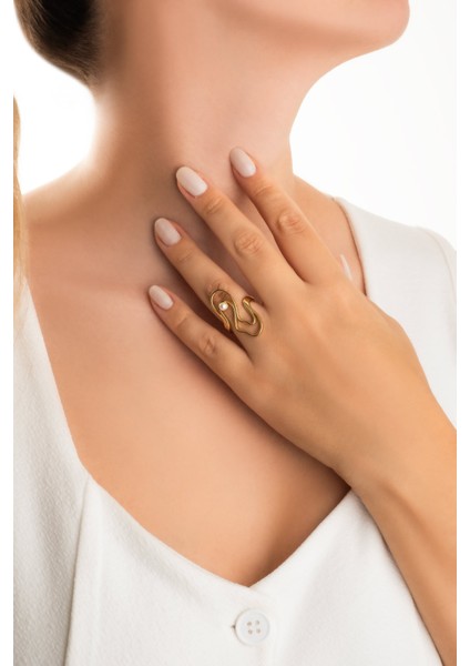 Mirabella 18 Ayar Sarı Altın Kaplama Gümüş Inci Yüzük fırsatları