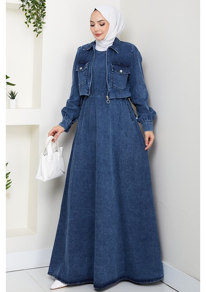 Ceket Elbise Kot Ikili Takım 1642 - Mavi fırsatları