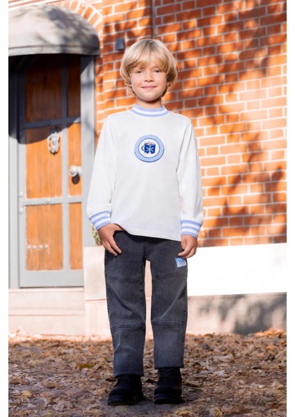 Erkek Çocuk Arma Nakışlı Uzun Kollu Tshirt MNT25E219