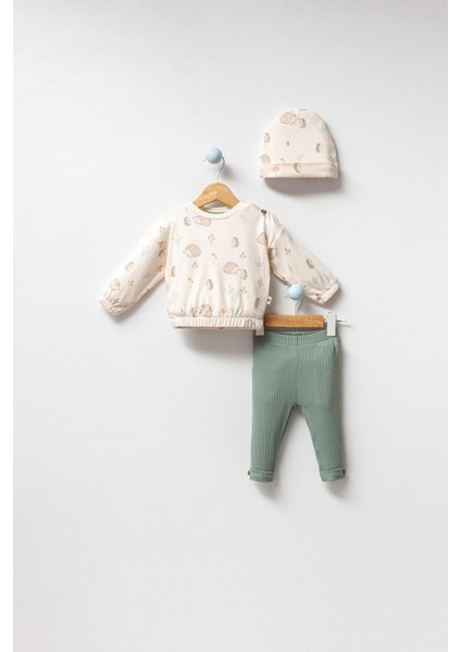 %100 Pamuk Kirpi Baskı Taytlı Takım