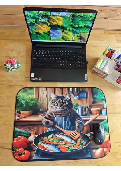 55X45 cm Kedi Şef Kaydırmaz Taban Speed Yüzey Oyuncu Mouse Pad Gaming Pad