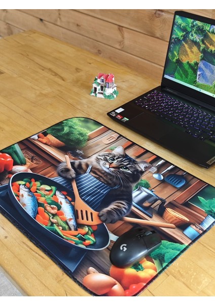 55X45 cm Kedi Şef Kaydırmaz Taban Speed Yüzey Oyuncu Mouse Pad Gaming Pad fiyatları