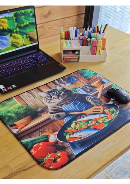 55X45 cm Kedi Şef Kaydırmaz Taban Speed Yüzey Oyuncu Mouse Pad Gaming Pad fırsatları